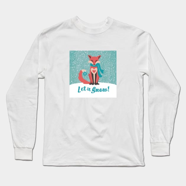 Let it Snow Fox Long Sleeve T-Shirt by lauran